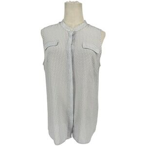 J McLaughlin Sleeveless Geometric Print 100% Silk Blouse Women's Sz  L Luxury